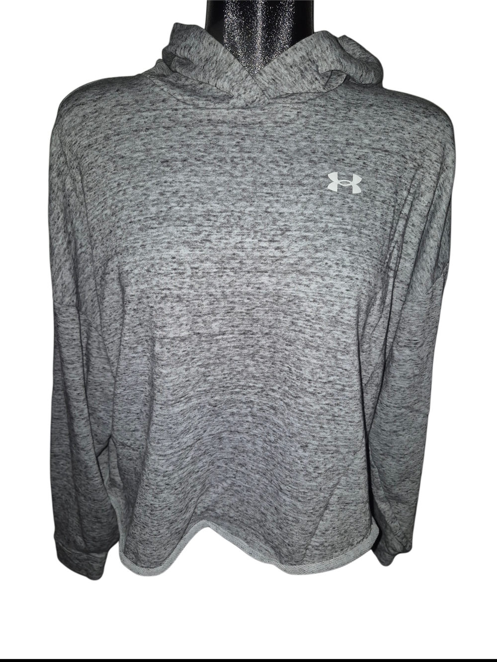 Under Armour Gray Heathered Cropped Pullover Relaxed Fit Hoodie Size M